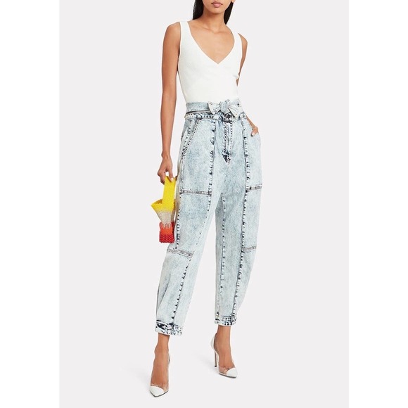 Ulla Johnson Denim - Ulla Johnson Storm Acid Wash Tapered Tie Waist Jeans Size 2